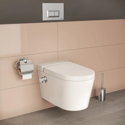 Vitra Nest Trendy Asma Klozet Rim-ex, Gizli Montajlı, 57 cm Taharet Borulu, Termostatik Entegre Musluklu, Fresh, Beyaz - 1