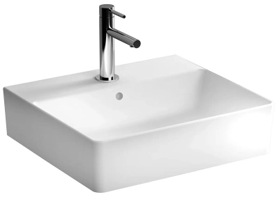Vitra Nuo Çanak Lavabo Dikdörtgen, Kompakt, 50x44 cm Tek Armatür Delikli, Su Taşma Delikli, Beyaz - 1