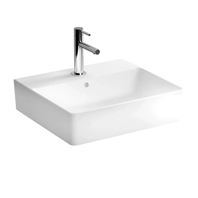 Vitra Nuo Çanak Lavabo Dikdörtgen, Kompakt, 50x44 cm Tek Armatür Delikli, Su Taşma Delikli, Beyaz - 1