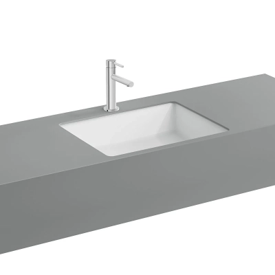 Vitra Nuo Tezgahaltı Lavabo Dikdörtgen, Kompakt, 50x38 cm Armatür Deliksiz, Su Taşma Deliksiz, Beyaz - 1