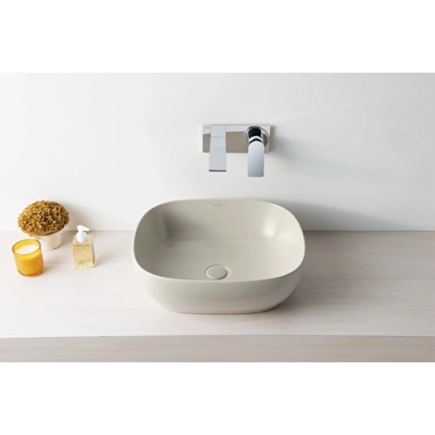 Vitra Outline Çanak Lavabo Dikdörtgen, 45x41 cm Armatür Deliksiz, Su Taşma Deliksiz, Clean, Mat Bej - 3