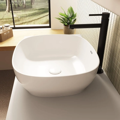 Vitra Outline Çanak Lavabo Dikdörtgen, 45x41 cm Armatür Deliksiz, Su Taşma Deliksiz, Clean, Mat Beyaz - 2