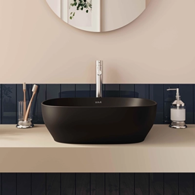 Vitra Outline Çanak Lavabo Dikdörtgen, 45x41 cm Armatür Deliksiz, Su Taşma Deliksiz, Clean, Mat Siyah - 1