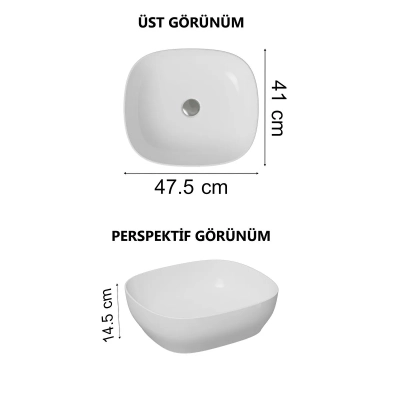 Vitra Outline Çanak Lavabo Dikdörtgen, 45x41 cm Armatür Deliksiz, Su Taşma Deliksiz, Clean, Mat Taş Gri - 5