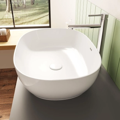 Vitra Outline Çanak Lavabo Oval, 60x40 cm Armatür Deliksiz, Su Taşma Deliksiz, Clean, Beyaz - 1