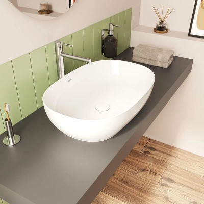 Vitra Outline Çanak Lavabo Oval, 60x40 cm Armatür Deliksiz, Su Taşma Deliksiz, Clean, Beyaz - 3