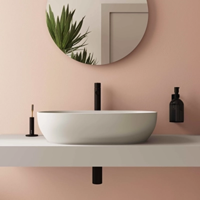 Vitra Outline Çanak Lavabo Oval, 60x40 cm Armatür Deliksiz, Su Taşma Deliksiz, Clean, Mat Bej - 3