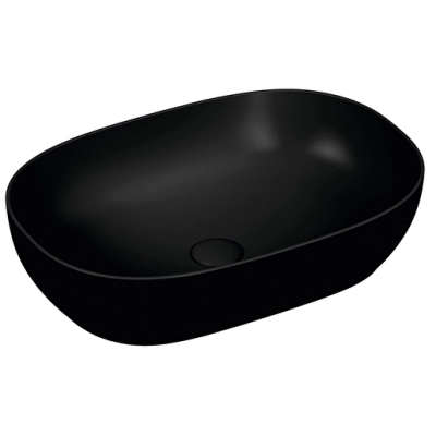 Vitra Outline Çanak Lavabo Oval, 60x40 cm Armatür Deliksiz, Su Taşma Deliksiz, Clean, Mat Siyah - 1