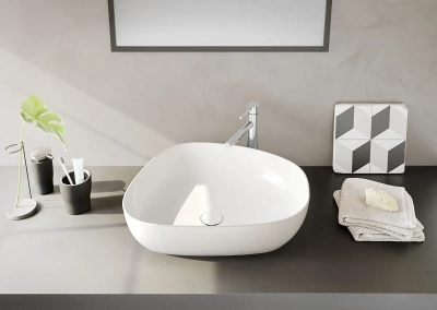 Vitra Outline Çanak Lavabo Tv Şekilli, 55x43 cm Armatür Deliksiz, Su Taşma Deliksiz, Clean, Beyaz - 2