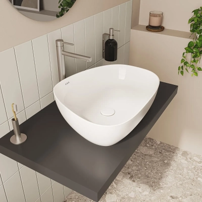 Vitra Outline Çanak Lavabo Tv Şekilli, 55x43 cm Armatür Deliksiz, Su Taşma Deliksiz, Clean, Beyaz - 1