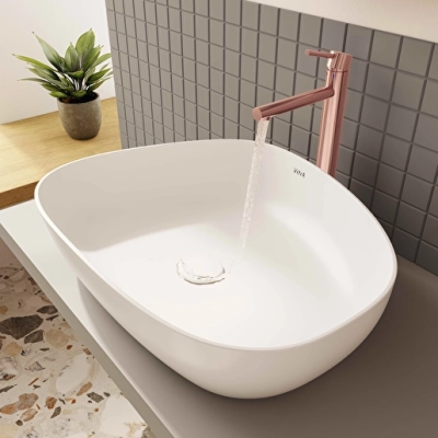 Vitra Outline Çanak Lavabo Tv Şekilli, 55x43 cm Armatür Deliksiz, Su Taşma Deliksiz, Clean, Mat Beyaz - 1