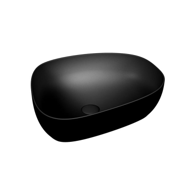 Vitra Outline Çanak Lavabo Tv Şekilli, 55x43 cm Armatür Deliksiz, Su Taşma Deliksiz, Clean, Mat Siyah - 1