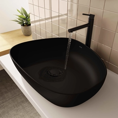 Vitra Outline Çanak Lavabo Tv Şekilli, 55x43 cm Armatür Deliksiz, Su Taşma Deliksiz, Clean, Mat Siyah - 2