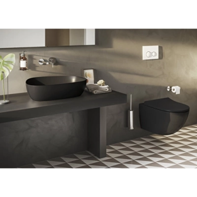 Vitra Outline Çanak Lavabo Tv Şekilli, 55x43 cm Armatür Deliksiz, Su Taşma Deliksiz, Clean, Mat Siyah - 4