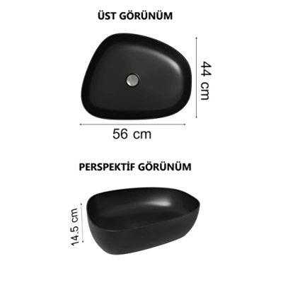 Vitra Outline Çanak Lavabo Tv Şekilli, 55x43 cm Armatür Deliksiz, Su Taşma Deliksiz, Clean, Mat Siyah - 5