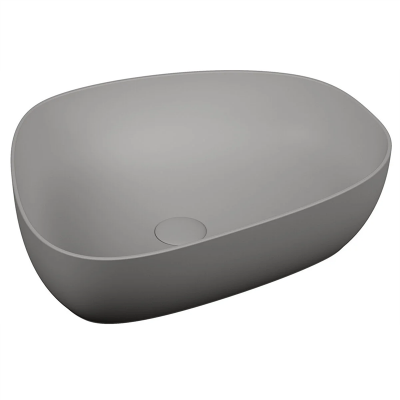 Vitra Outline Çanak Lavabo Tv Şekilli, 55x43 cm Armatür Deliksiz, Su Taşma Deliksiz, Clean, Mat Taş Gri - 1