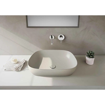 Vitra Outline Çanak Lavabo Tv Şekilli, 60x41 cm Armatür Deliksiz, Su Taşma Deliksiz, Clean, Mat Bej - 2