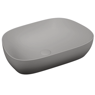 Vitra Outline Çanak Lavabo Tv Şekilli, 60x41 cm Armatür Deliksiz, Su Taşma Deliksiz, Clean, Mat Taş Gri - 1