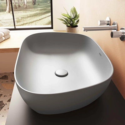 Vitra Outline Çanak Lavabo Tv Şekilli, 60x41 cm Armatür Deliksiz, Su Taşma Deliksiz, Clean, Mat Taş Gri - 4