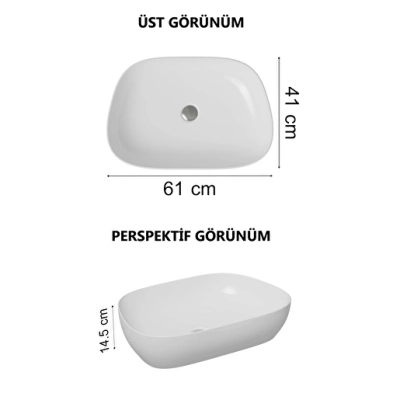Vitra Outline Çanak Lavabo Tv Şekilli, 60x41 cm Armatür Deliksiz, Su Taşma Deliksiz, Clean, Mat Taş Gri - 7