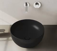 Vitra Outline Çanak Lavabo Yuvarlak, 40x40 cm Armatür Deliksiz, Su Taşma Deliksiz, Clean, Mat Siyah - 1