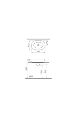 Vitra Outline Recycled Çanak Lavabo Oval, 60x41 cm Armatür Deliksiz, Su Taşma Deliksiz, Mat Bej - 2