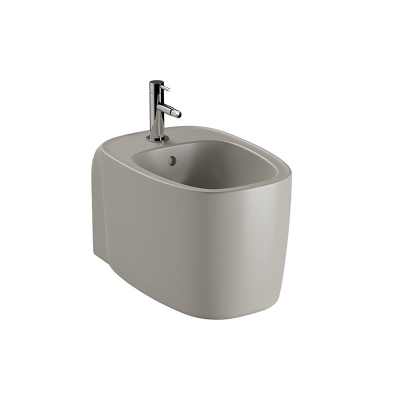 Vitra Plural Asma Bide Gizli Montajlı, 55 cm Tek Armatür Delikli, Su Taşma Delikli, Yanlardan Deliksiz, Clean, Mat Bej - 1