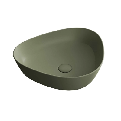 Vitra Plural Çanak Lavabo Üçgen, Kompakt, 45x40 cm Armatür Deliksiz, Su Taşma Deliksiz, Clean, Mat Yosun Yeşili - 1