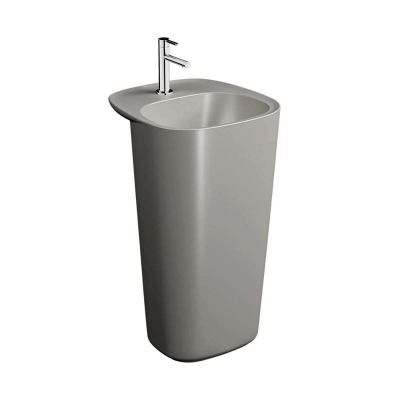 Vitra Plural Monoblok Lavabo Kompakt, 50x53 cm Tek Armatür Delikli, Su Taşma Deliksiz, Clean, Mat Bej - 1