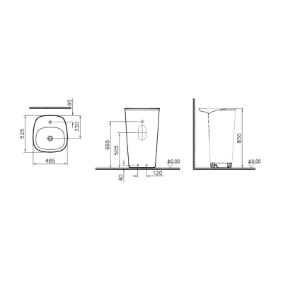 Vitra Plural Monoblok Lavabo Kompakt, 50x53 cm Tek Armatür Delikli, Su Taşma Deliksiz, Clean, Mat Bej - 2
