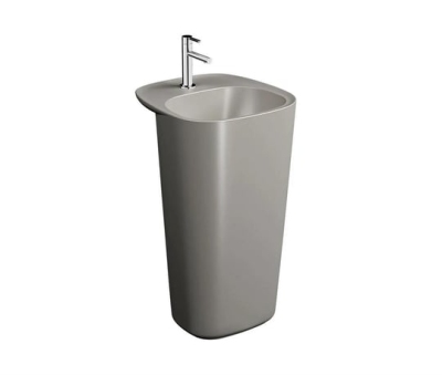 Vitra Plural Monoblok Lavabo Kompakt, 50x53 cm Tek Armatür Delikli, Su Taşma Deliksiz, Clean, Mat Kil Beji - 1