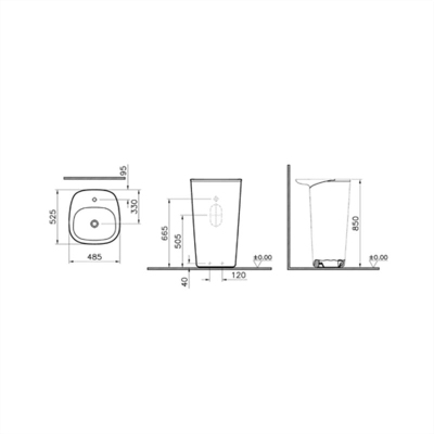 Vitra Plural Monoblok Lavabo Kompakt, 50x53 cm Tek Armatür Delikli, Su Taşma Deliksiz, Clean, Mat Terra Rosa - 2