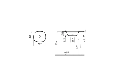 Vitra Plural Tezgahaltı Lavabo Oval, Kompakt, 45x38 cm Armatür Deliksiz, Su Taşma Deliksiz, Clean, Mat Bej - 2