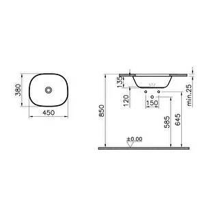 Vitra Plural Tezgahaltı Lavabo Oval, Kompakt, 45x38 cm Armatür Deliksiz, Su Taşma Deliksiz, Clean, Mat Yosun Yeşili - 2