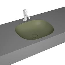 Vitra Plural Tezgahaltı Lavabo Oval, Kompakt, 45x38 cm Armatür Deliksiz, Su Taşma Deliksiz, Clean, Mat Yosun Yeşili - 1