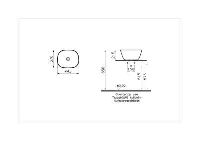Vitra Plural Tezgahaltı Lavabo Üçgen, Kompakt, 45x40 cm Armatür Deliksiz, Su Taşma Deliksiz, Clean, Mat Kil Beji - 2