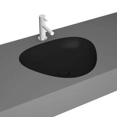 Vitra Plural Tezgahaltı Lavabo Üçgen, Kompakt, 45x40 cm Armatür Deliksiz, Su Taşma Deliksiz, Clean, Mat Siyah - 1