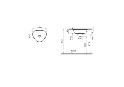 Vitra Plural Tezgahaltı Lavabo Üçgen, Kompakt, 45x40 cm Armatür Deliksiz, Su Taşma Deliksiz, Clean, Mat Terra Rosa - 2
