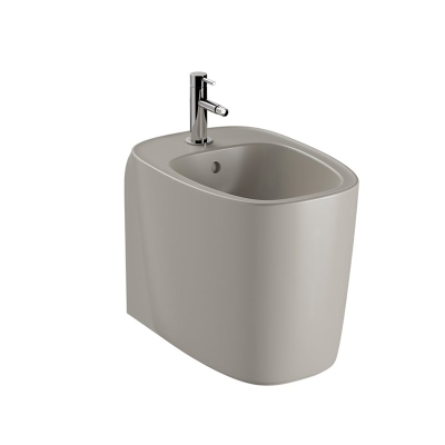 Vitra Plural Yerden Bide Duvara Tam Dayalı, 55 cm Tek Armatür Delikli, Su Taşma Delikli, Yanlardan Deliksiz, Clean, Mat Bej - 1