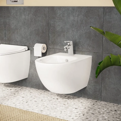 Vitra Sento Asma Bide Gizli Montajlı, 54 cm Tek Armatür Delikli, Su Taşma Delikli, Yanlardan Deliksiz, Mat Beyaz - 3
