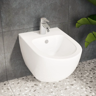 Vitra Sento Asma Bide Gizli Montajlı, 54 cm Tek Armatür Delikli, Su Taşma Delikli, Yanlardan Deliksiz, Mat Beyaz - 5