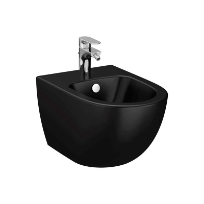 Vitra Sento Asma Bide Gizli Montajlı, 54 cm Tek Armatür Delikli, Su Taşma Delikli, Yanlardan Deliksiz, Mat Siyah - 1