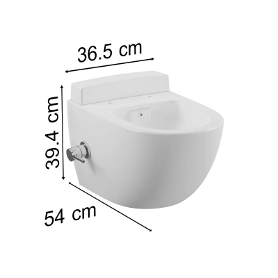 Vitra Sento Asma Klozet Rim-ex, Gizli Montajlı, 54 cm Taharet Borulu, Termostatik Entegre Musluklu, Beyaz - 5