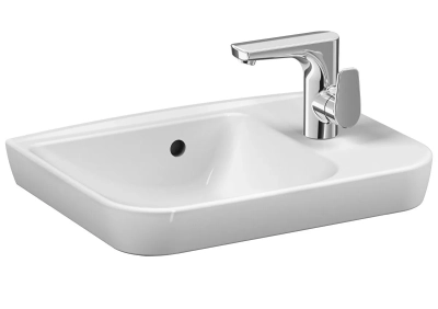 Vitra Sento Çanak Lavabo Kompakt, 50x38 cm Sağdan Tek Armatür Delikli, Su Taşma Delikli, Beyaz - 1