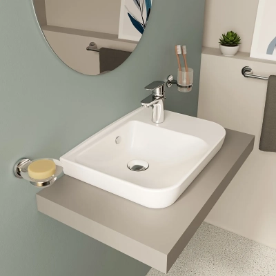 Vitra Sento Çanak Lavabo Kompakt, 50x38 cm Sağdan Tek Armatür Delikli, Su Taşma Delikli, Beyaz - 3
