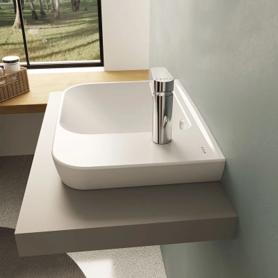 Vitra Sento Çanak Lavabo Kompakt, 50x38 cm Sağdan Tek Armatür Delikli, Su Taşma Delikli, Beyaz - 4