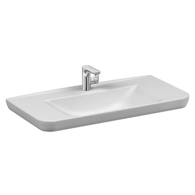 Vitra Sento Etajerli Lavabo 100x49 cm Tek Armatür Delikli, Su Taşma Delikli, Beyaz - 1
