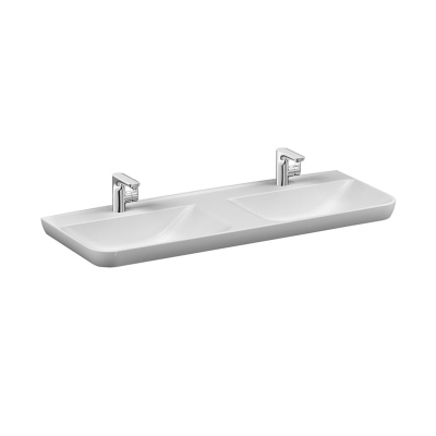 Vitra Sento Etajerli Lavabo 130x49 cm Tek Armatür Delikli, Su Taşma Delikli, Beyaz - 1