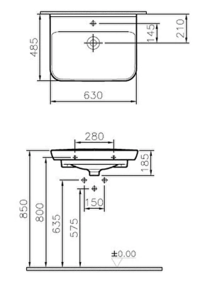 Vitra Sento Etajerli Lavabo 65x49 cm Tek Armatür Delikli, Su Taşma Delikli, Beyaz - 3