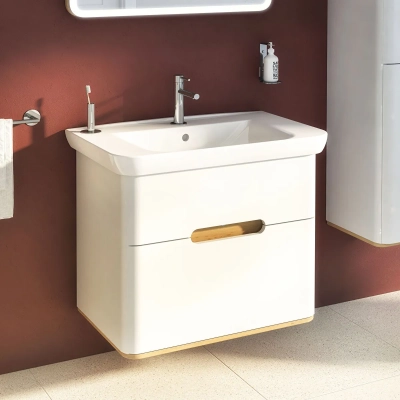 Vitra Sento Etajerli Lavabo 80x49 cm Tek Armatür Delikli, Su Taşma Delikli, Beyaz - 2